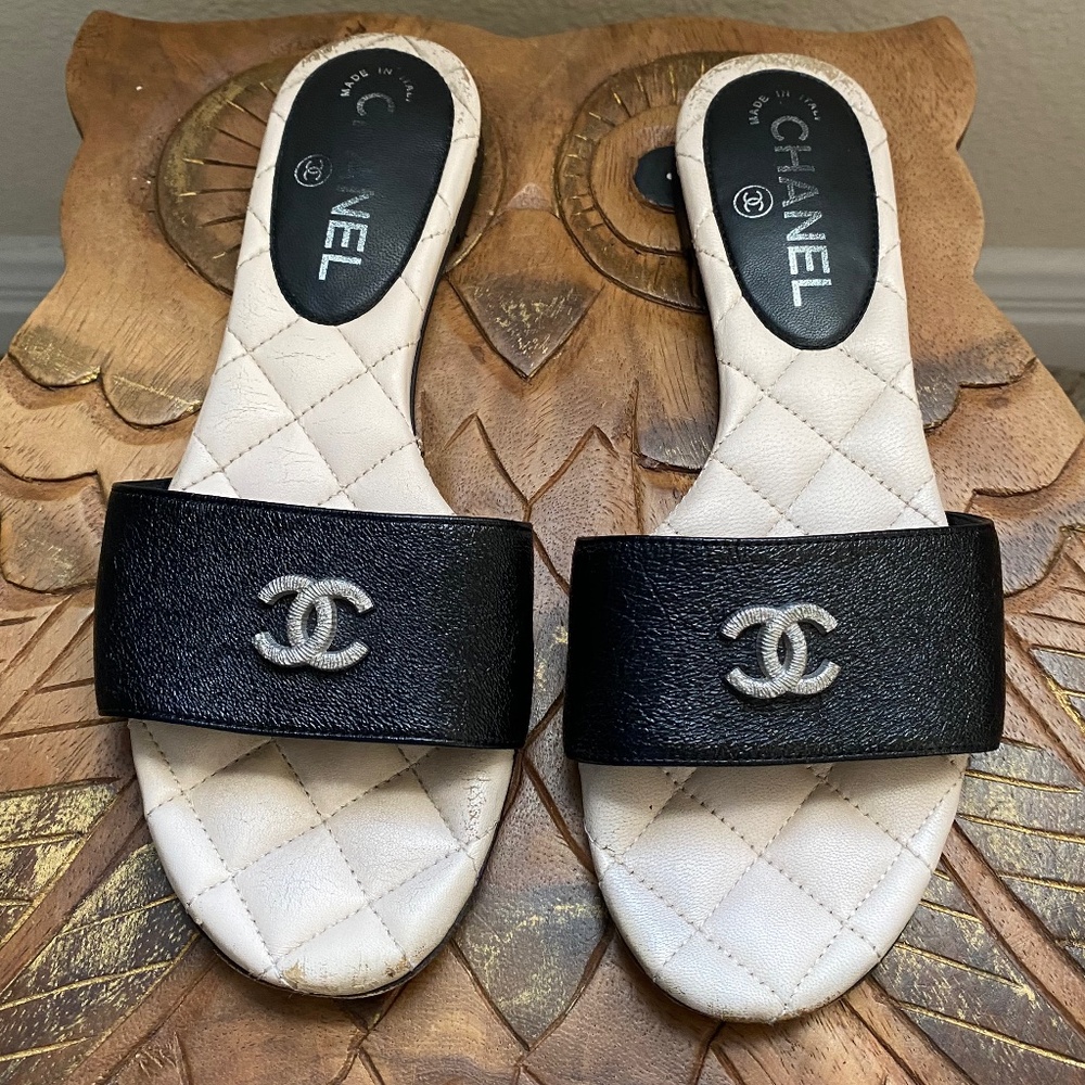 Chanel Leather Slides Sandals